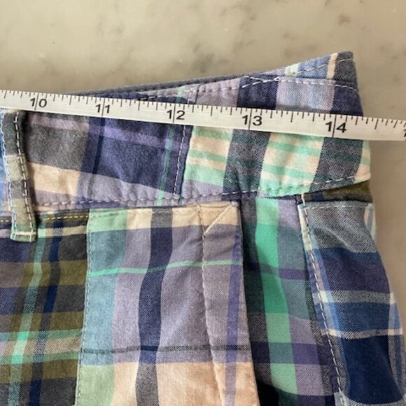 L L BEAN Favorite Fit Blue Purple Madras Patchwork Plaid Shorts 4 - Picture 13 of 15